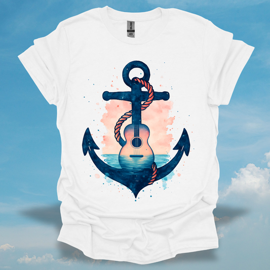 Nautical Anchor Guitar T-Shirt